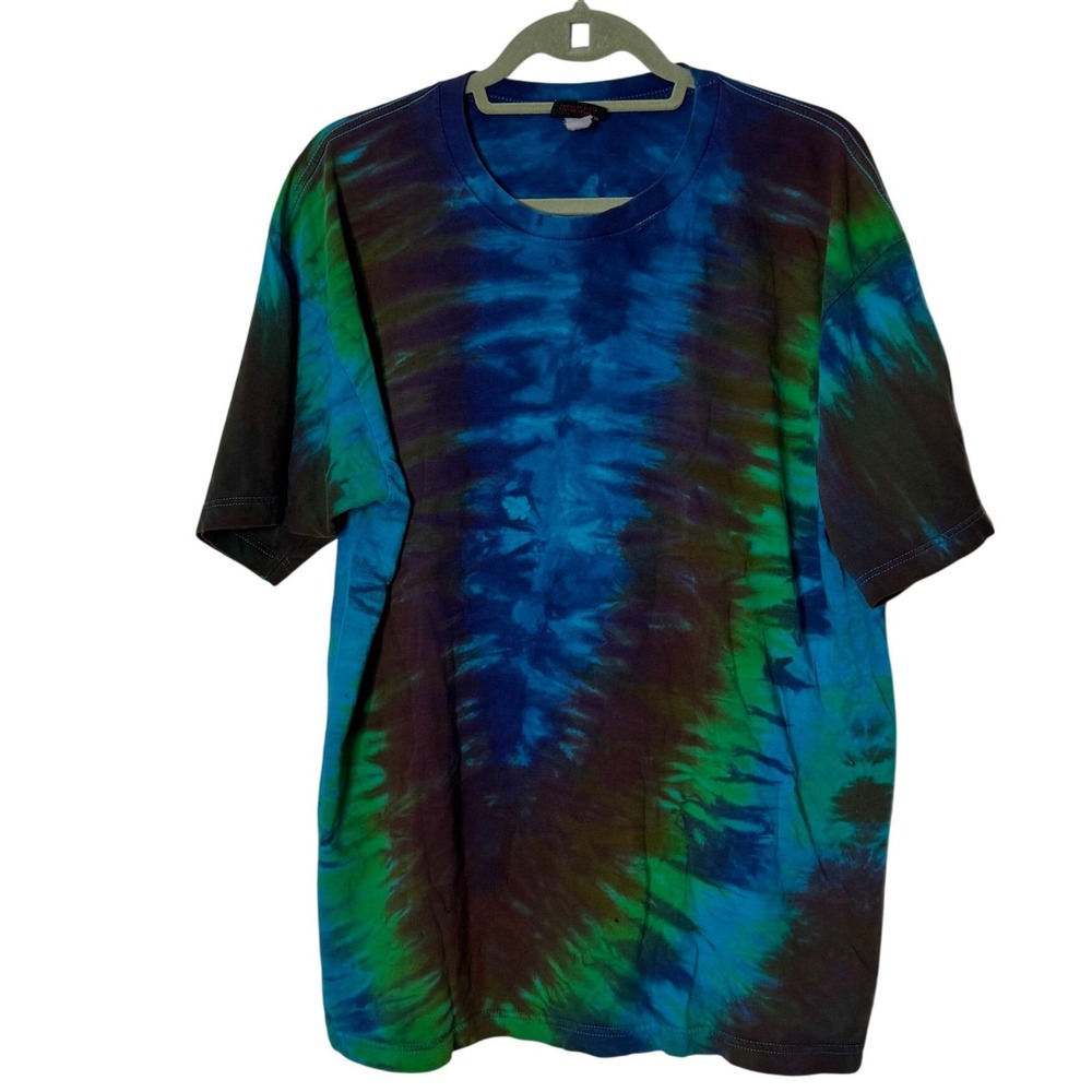 Vintage Volcom Tie Dye T-Shirt Mens‎ XL Blue Green Brown Short Sleeve Skate Tee